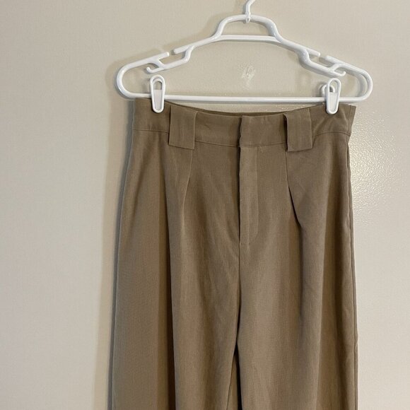 PrettyLittleThing Wmn 6 Taupe Premium Twill Blend Pleat Detail Trouser Pants NWT - Picture 5 of 12